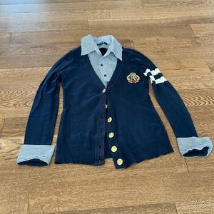 Preppy Layered Navy Sweater Size XS